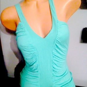 Teal Tank Top with Gathered Detail
